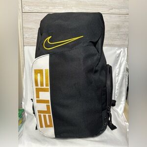 Nike elite backpack black and gold